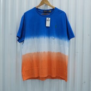 NWT Polo Ralph Lauren Men XL Classic Fit Tie Dye T Shirt Short Sleeve Blue White
